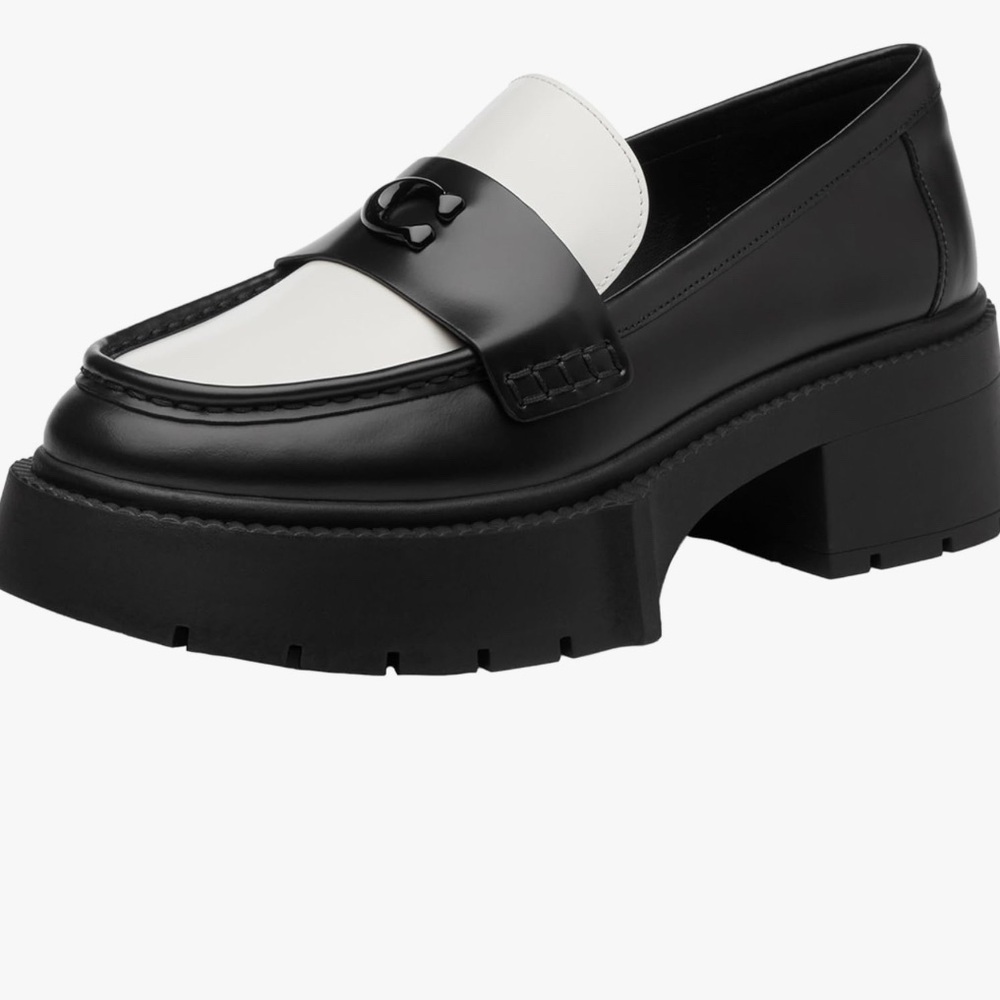 Coach Black and White Platform Loafers